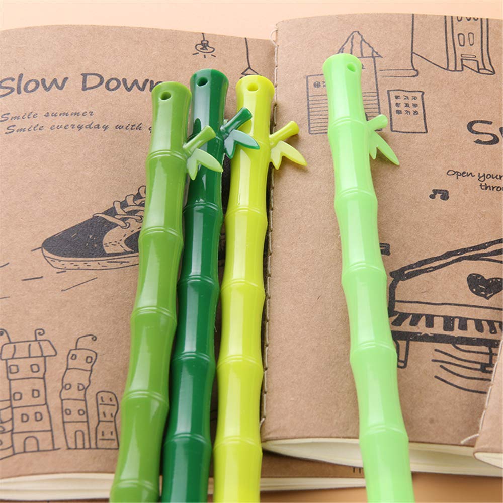 Kawaii Bamboo Gel Pens - 6 Pack Cute Writing Pens for School, Office & Kids | Fun Stationery Gift for Girls, Novelty Gel Ink Pens for Journaling, Note Taking & Creative Writing