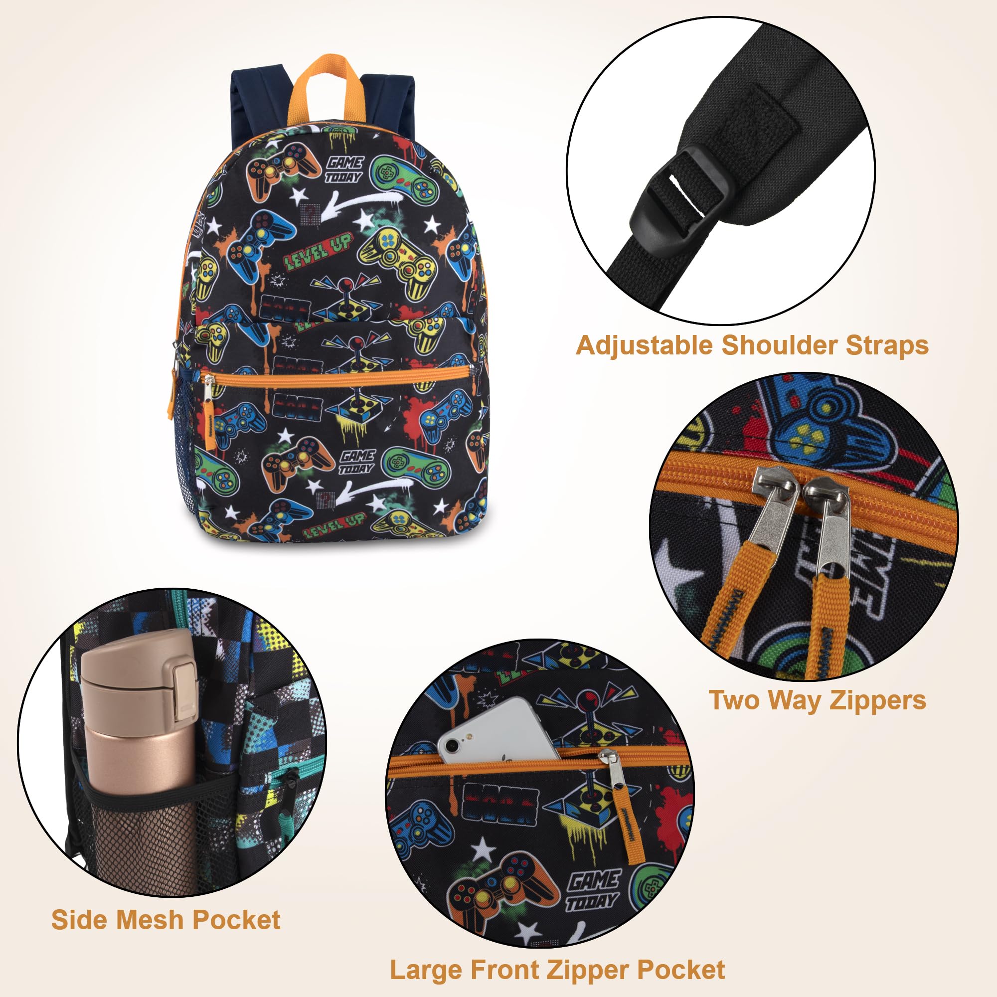 24 Pack 17 Inch Printed Bulk Backpacks for Boys and Girls - Durable School Backpacks for Kids | Boys Assortment | Perfect for School, Travel, and Outdoor Activities