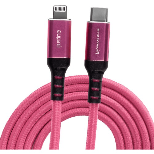 Kondor Blue iJustine Lightning to USB C Charge & Sync Cable 3.3ft Pink - Fast Charging & Data Transfer for iPhone, iPad, MacBook - Perfect for Home, Office & Travel