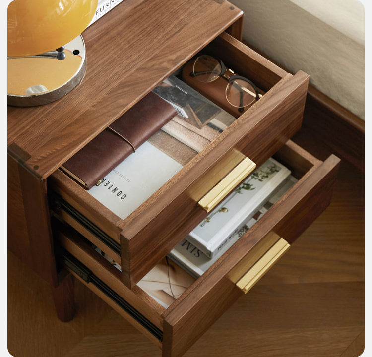 Solid Black Walnut Wood Nightstand - Bedside Table with Drawer for Bedroom Furniture, Modern Home Decor & Storage Solution