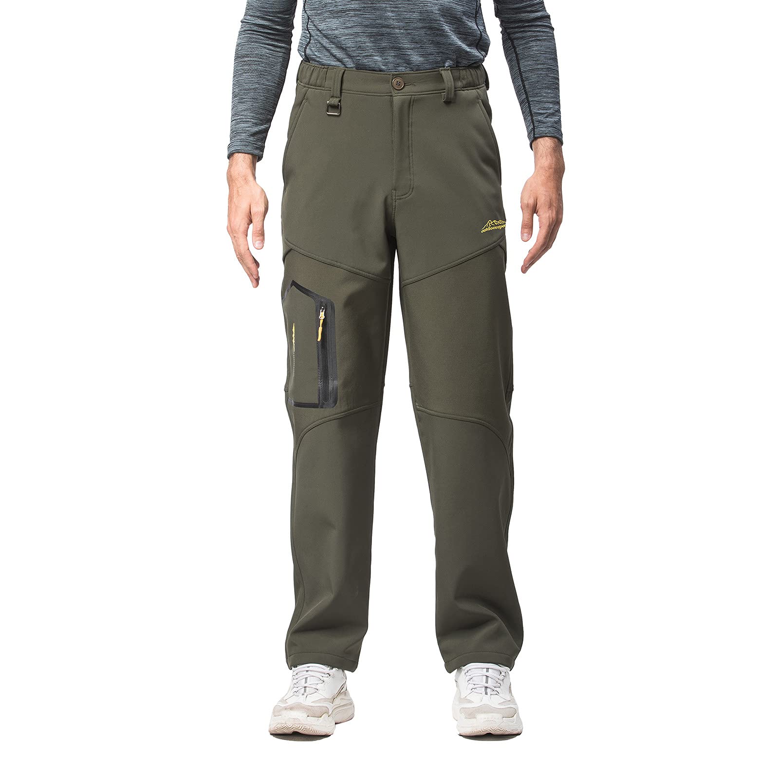 QTOCIO Men's Waterproof Softshell Snowboard Pants - Insulated Fleece-Lined Ski Pants with Zipper Bottom for Winter Sports, Snowboarding, Skiing & Outdoor Work | Cold Weather Hiking & Workwear