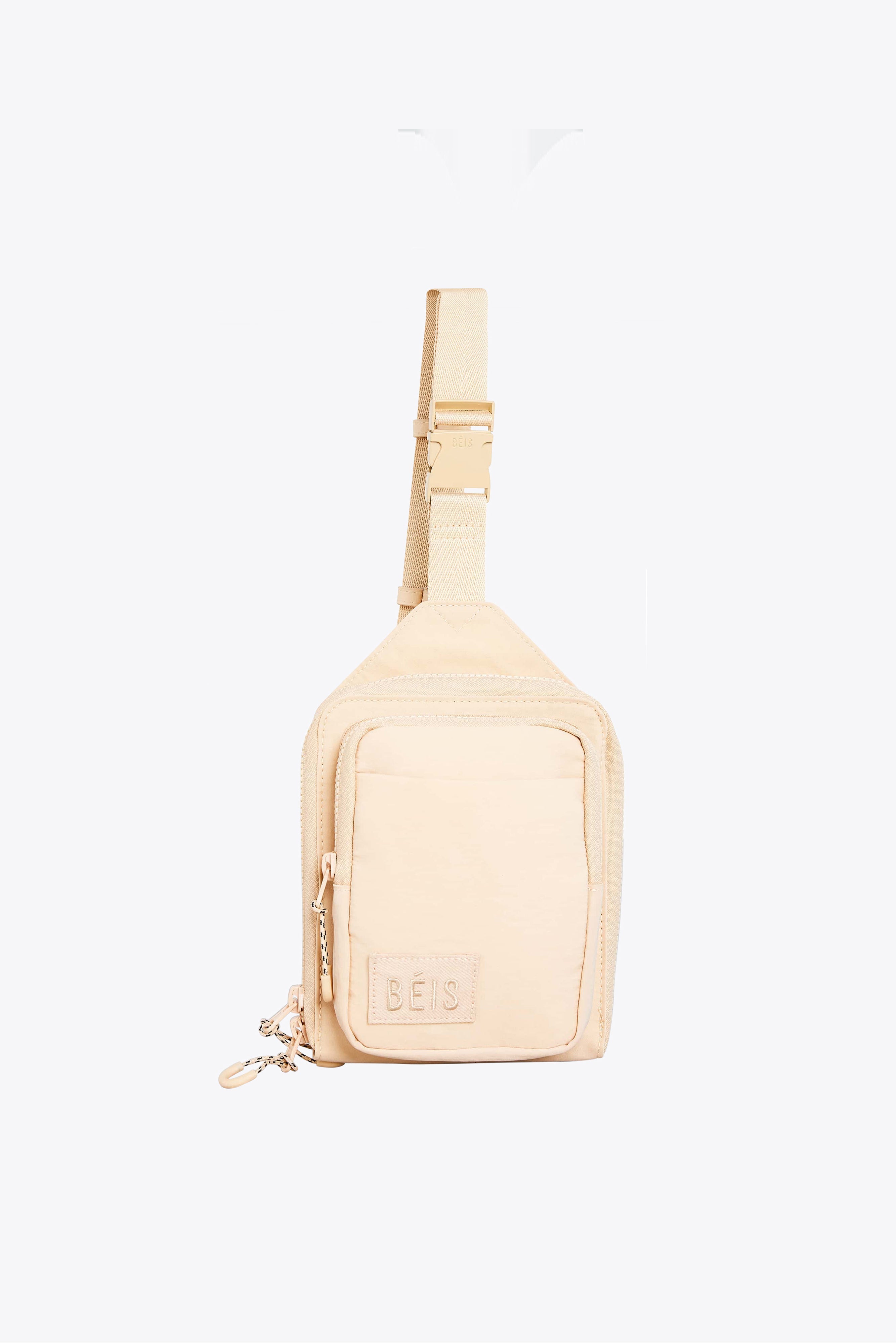 Premium Beige Sport Sling Bag - Lightweight & Durable Crossbody Bag for Running, Hiking & Travel - Hands-Free Convenience for Active Lifestyles