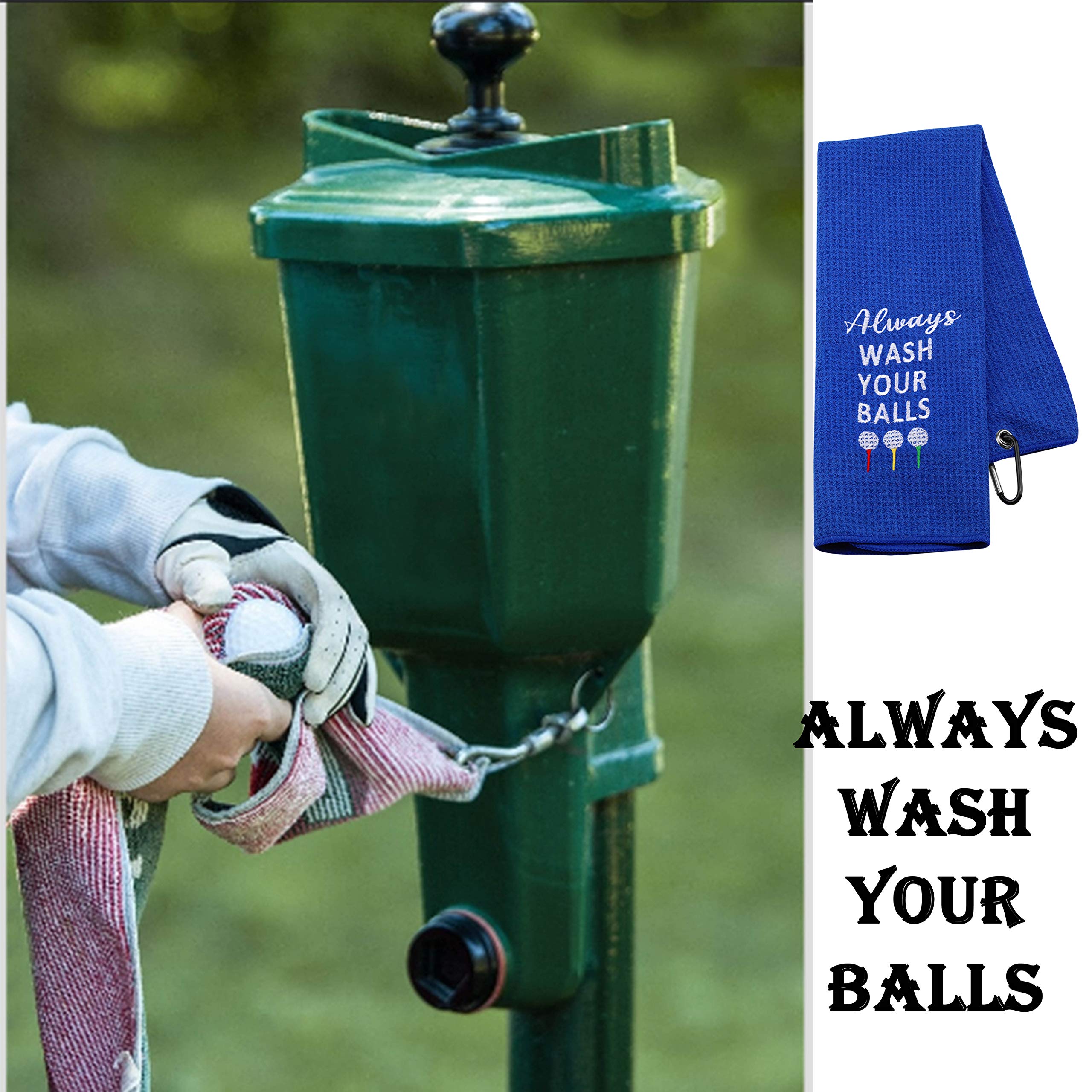 Funny Golf Towel Gift for Men - 'Always Wash Your Balls' Novelty Golf Accessory - Perfect for Father's Day, Birthday & Golf Enthusiasts - Great for Course Play, Practice & Golf Tournaments