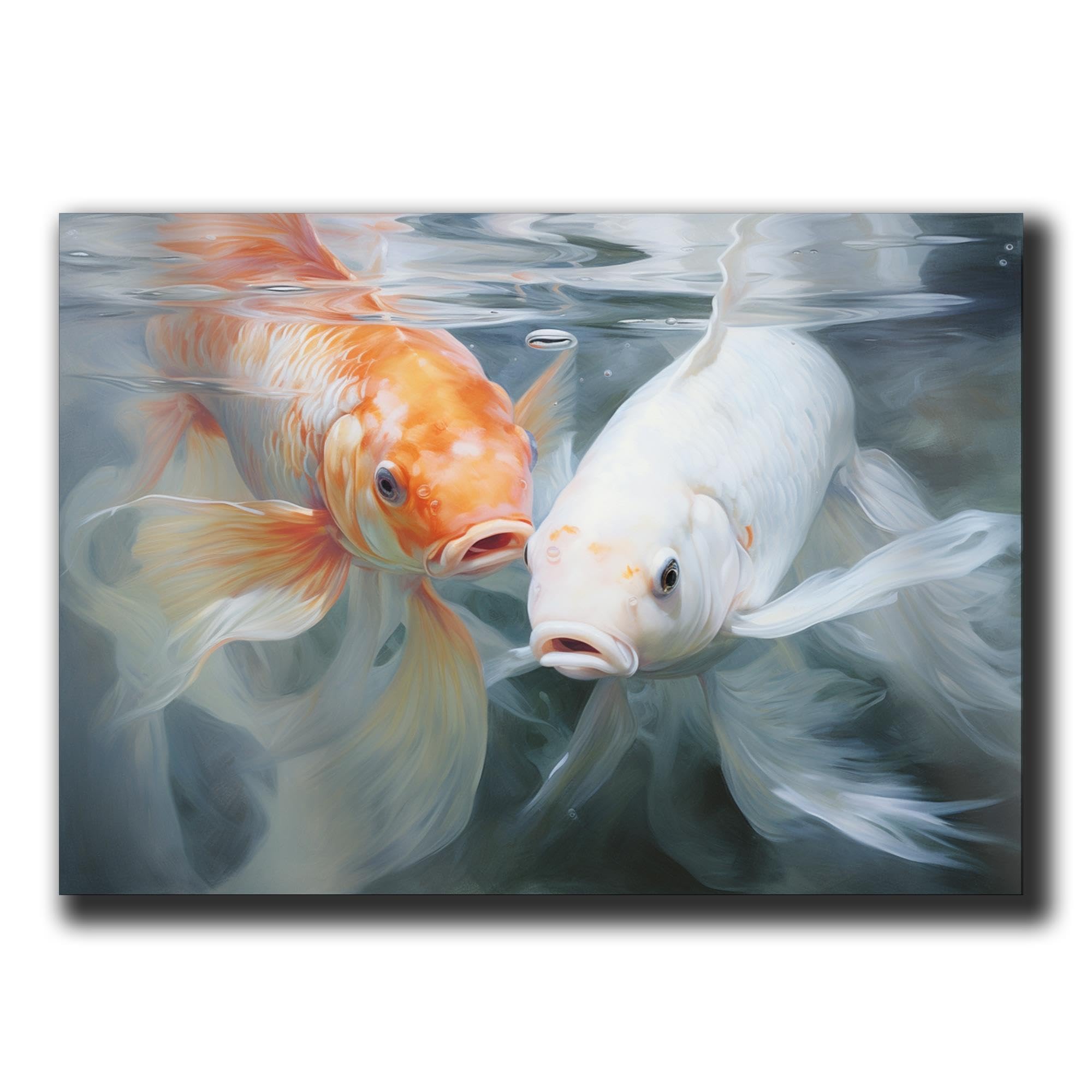 Japanese Koi Fish Art Print - Zen Wall Decor for Home & Office - Beautiful Koi Pond Poster for Living Room, Bedroom & Meditation Space