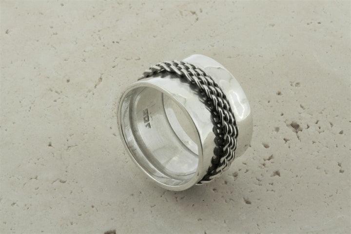 Spinner Ring for Men Women - Concave Band with Woven Design for Anxiety Relief, Stress Reduction & Focus - Perfect for Meditation, Yoga & Everyday Wear