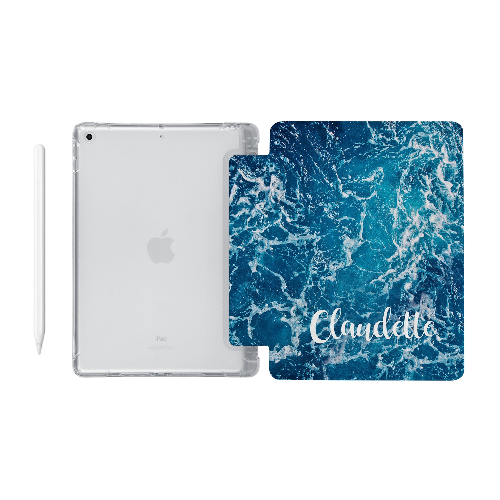 Premium Clear iPad Case with Ocean Design - Slim Protective Cover for iPad Air/Pro, Shockproof & Scratch-Resistant - Perfect for Work, Travel, and Everyday Use