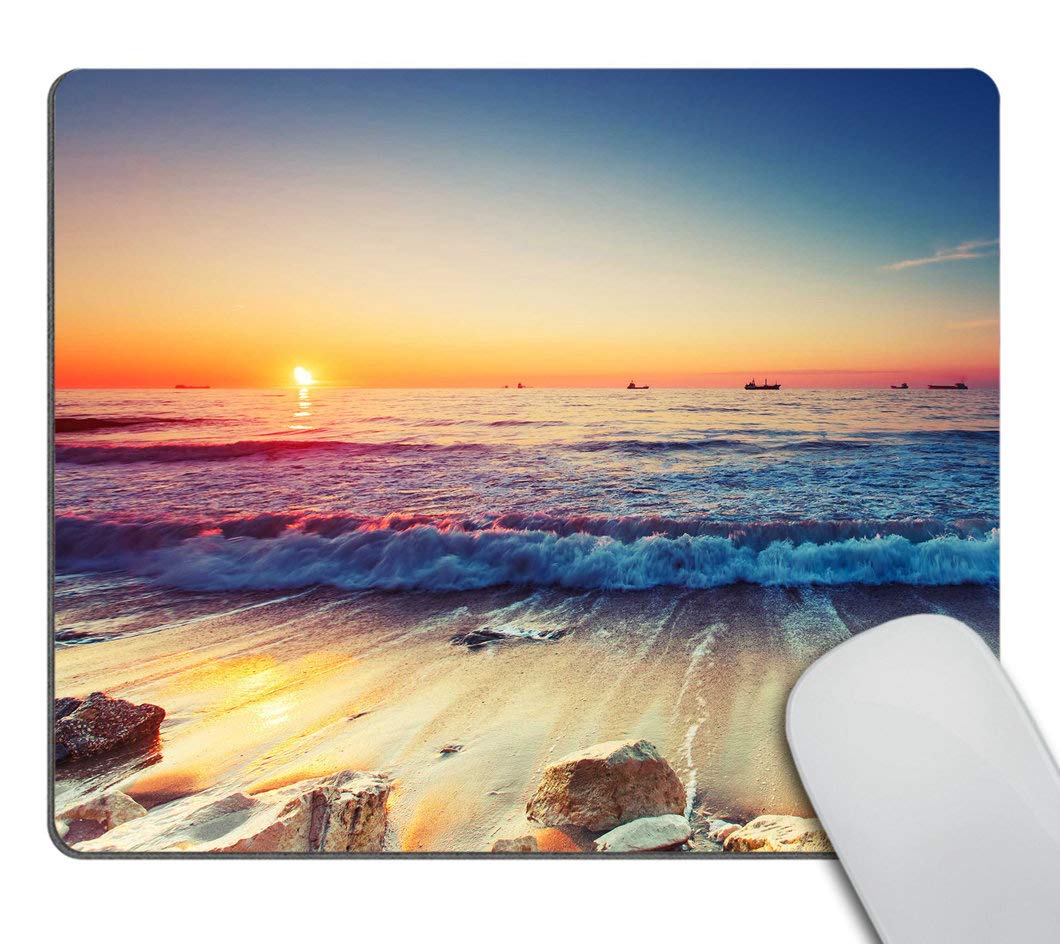 Custom Smooffly Gaming Mouse Pad - Original Nature Series Sunrise Over Sea Design | Perfect for PC, Laptop & Office Workstations | Ergonomic Non-Slip Surface for Gamers & Professionals