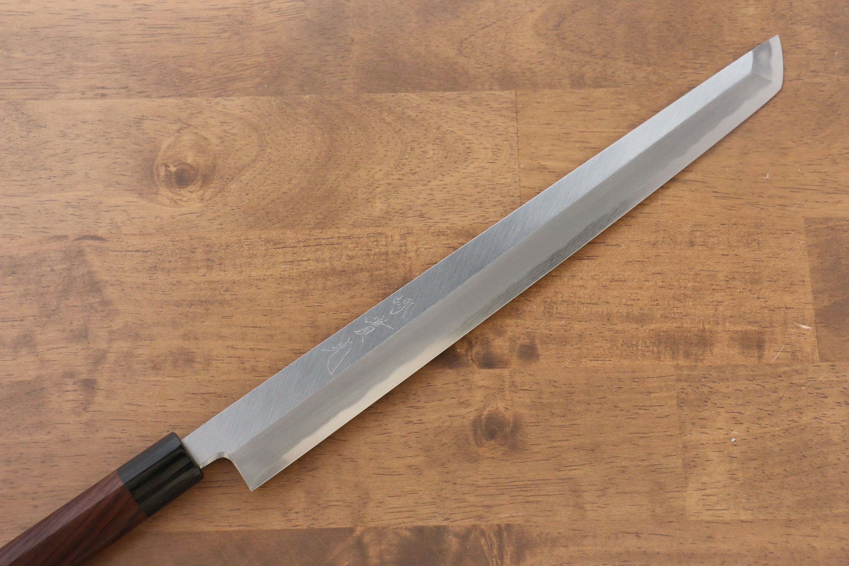 Premium Jikko White Steel No.2 Sakimaru Yanagiba 330mm Japanese Sushi Knife with Ebony Handle - Perfect for Sushi Chefs & Professional Kitchen Use