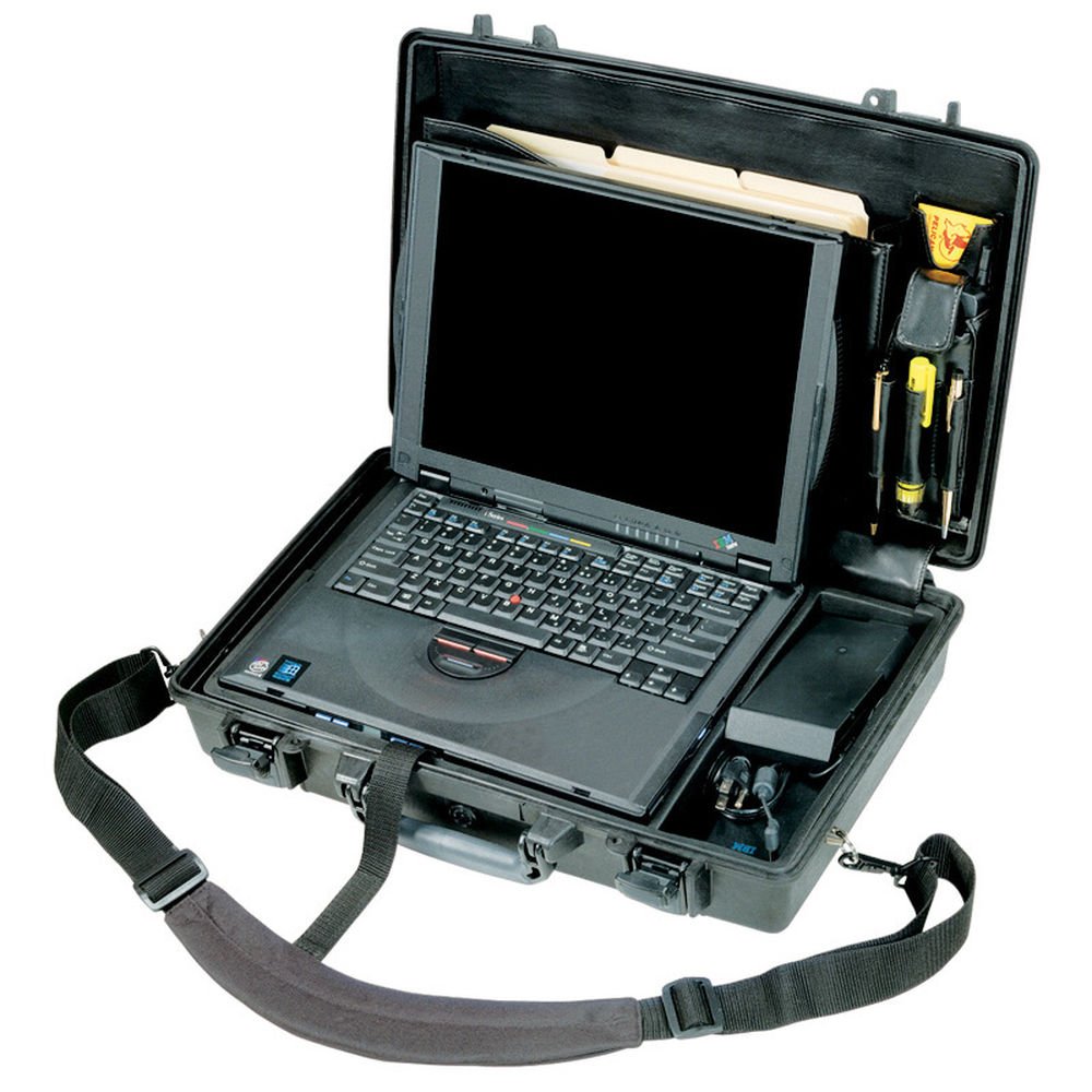Pelican 1490CC1 Waterproof Laptop Case - Shockproof & Durable Black Hard Shell Carrying Case for 15-17 Inch Laptops - Perfect for Travel, Business & Outdoor Use