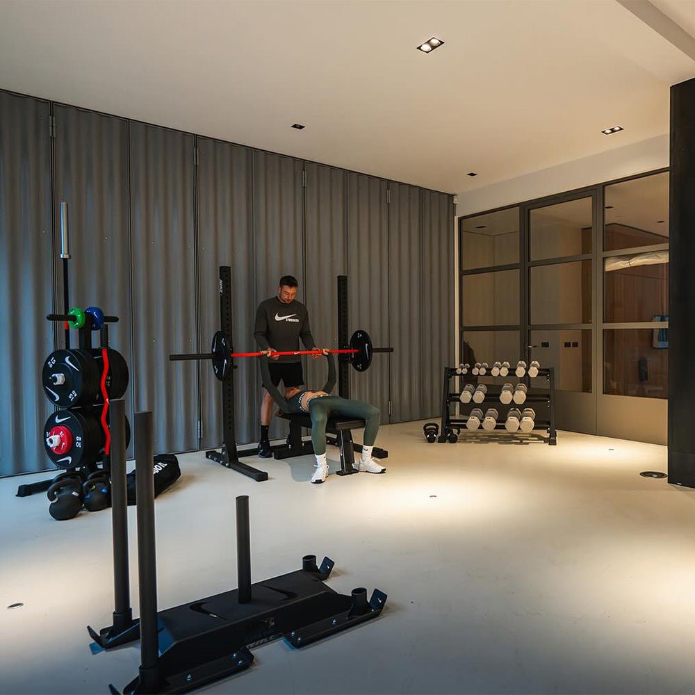 Nike Strength Squat Stand with Weight Plates & Barbell – Heavy Duty Home Gym Equipment for Strength Training & CrossFit Workouts
