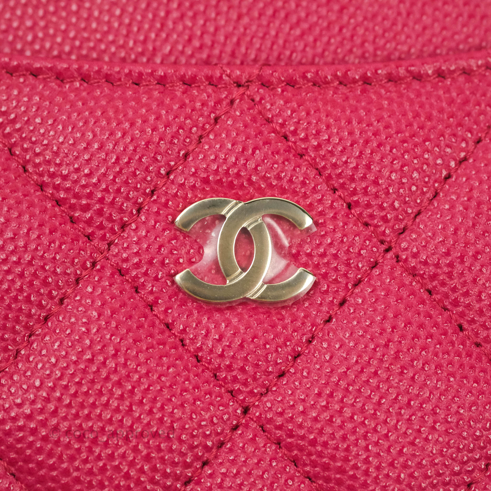 Chanel Classic Caviar Leather Flat Card Holder Wallet in Pink with Gold Hardware - 21A Collection | Luxury Compact Wallet for Everyday Use & Travel Essentials