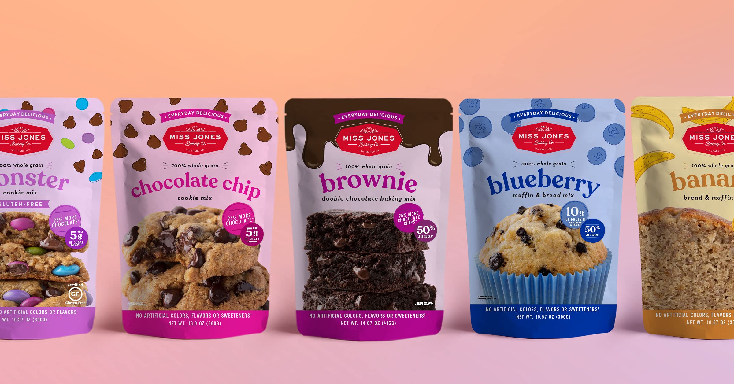 Miss Jones Gluten-Free Chocolate Chip Cookie Mix - Low Sugar, Naturally Sweetened, Rich Chocolate Chips (13oz) for Healthy Desserts, Snacks & Holiday Baking
