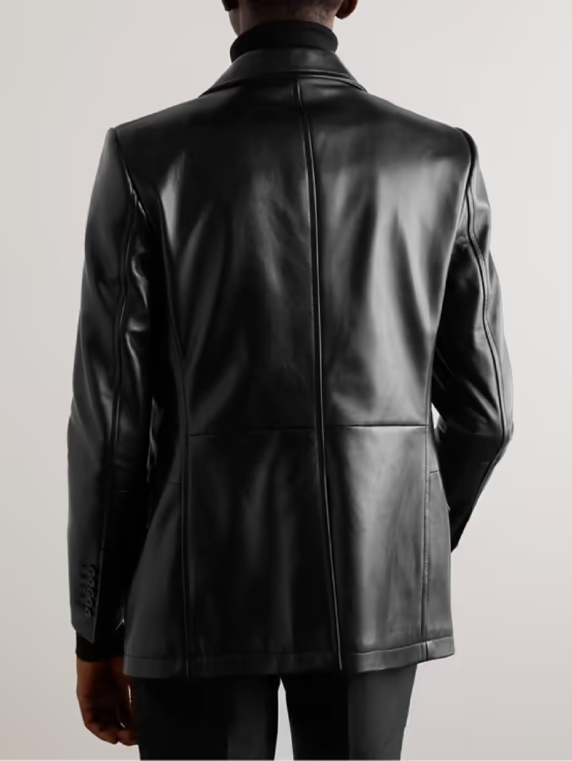 Premium Men's 2-Button Lambskin Leather Blazer - Notched Lapel Casual Coat Style Jacket for Business & Evening Wear | Office, Dinner Dates & Special Occasions