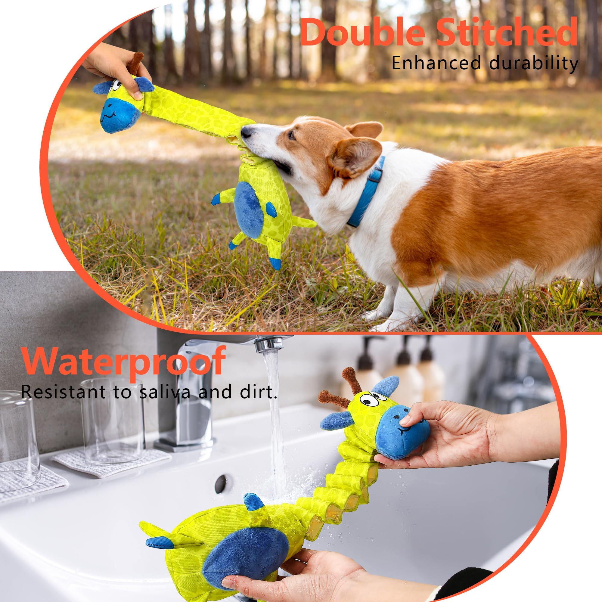 **PUHOHUN Squeaky Dog Toys for Large Dogs – Interactive Tug of War, Cotton & Crinkle Paper, Durable Chewing Stuffed Toy – Perfect for Playtime, Training, and Bonding with Your Pet**