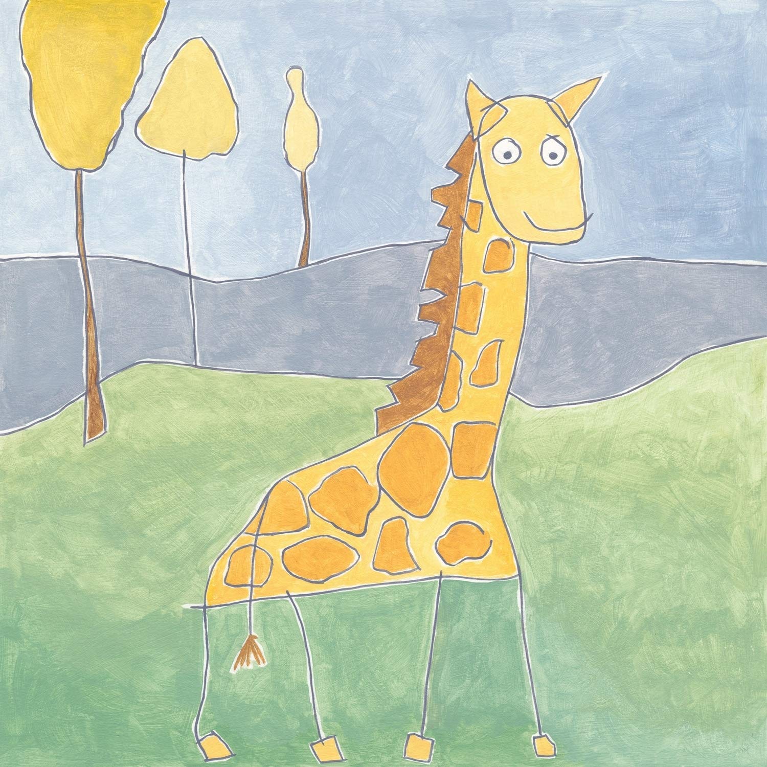 Quinn's Giraffe Painting Print on Wrapped Canvas 12x12 by Marmont Hill - Modern Animal Wall Art for Living Room, Nursery & Office Decor