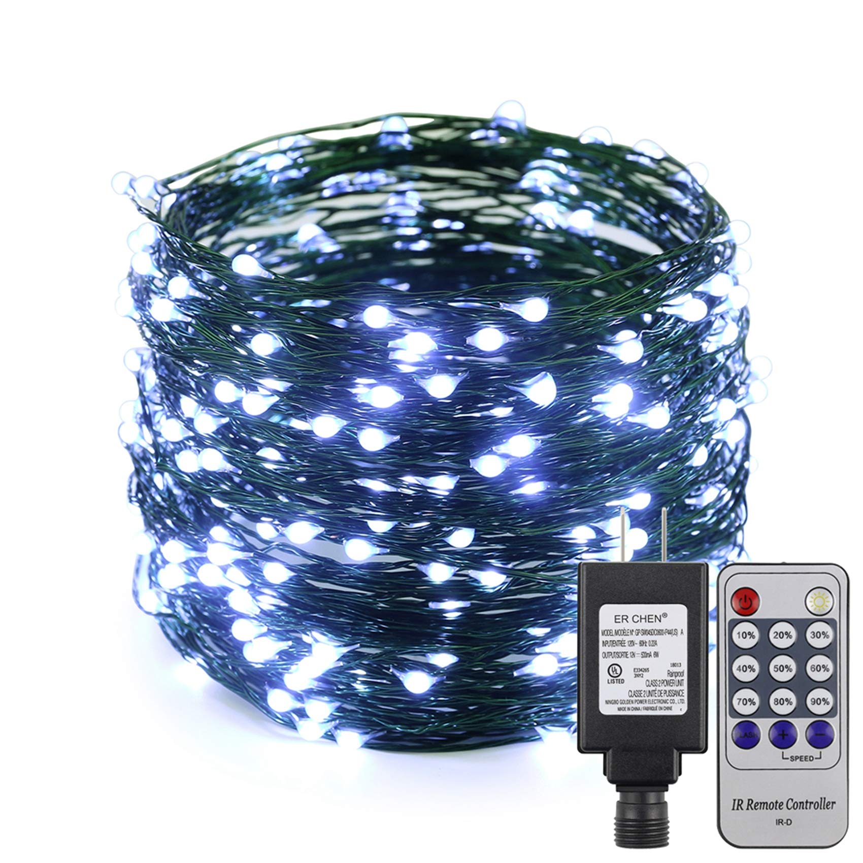 300 LED Fairy String Lights - 99ft Waterproof Green Copper Wire Plug-in Lights for Indoor & Outdoor Decor | Bedroom, Patio, Garden, Christmas Tree | Cool White LED Lights for Romantic Ambiance & Holiday Lighting