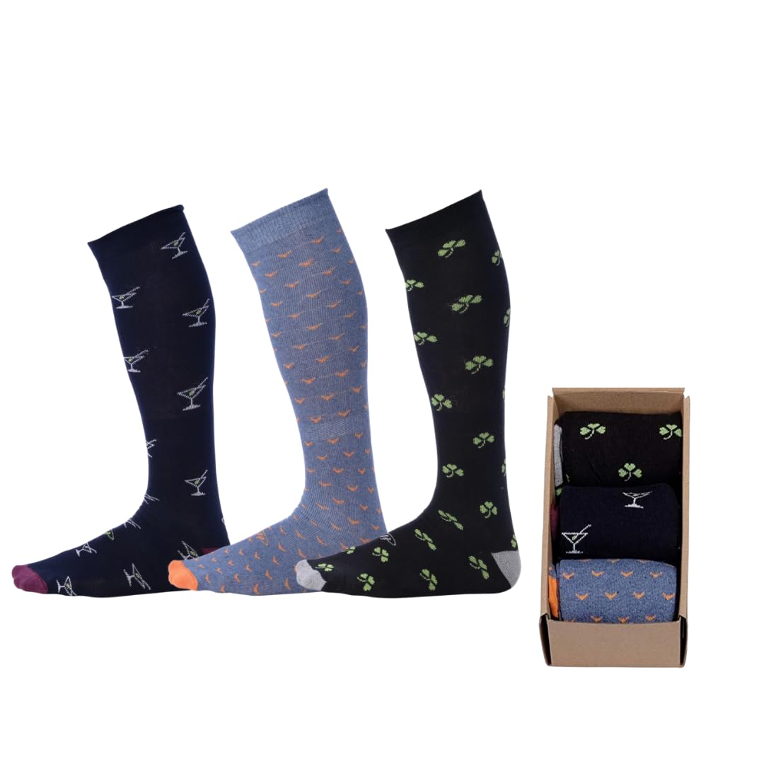 Premium Pierre Henry Men's Over the Calf Dress Socks (3-Pack) | Soft Cotton Blend, Fashionable & Comfortable | Sizes 7-11 & 12-16 | Perfect for Business, Formal Events & Office Wear