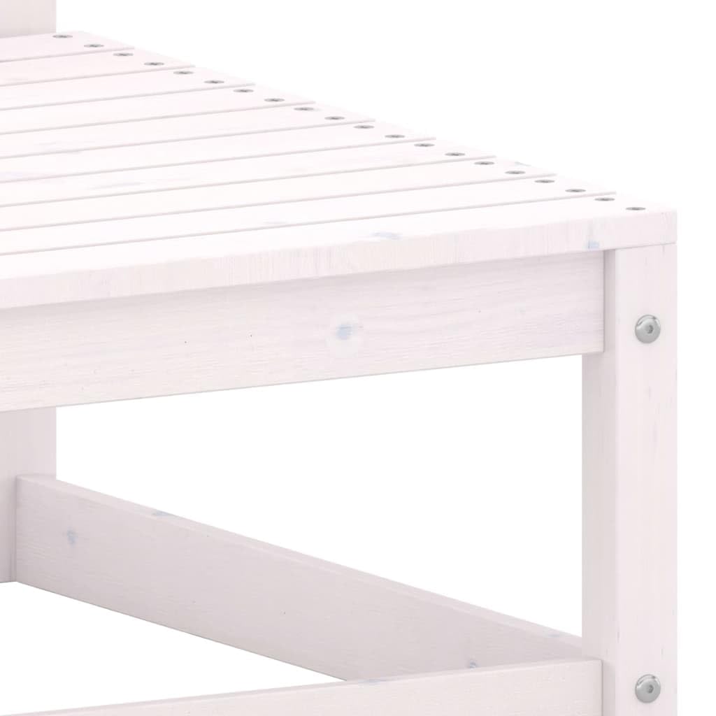 2-Piece White Solid Wood Pine Patio Footstools with Cushions - Outdoor Lounge Chairs Accessories for Garden, Deck, and Poolside Relaxation