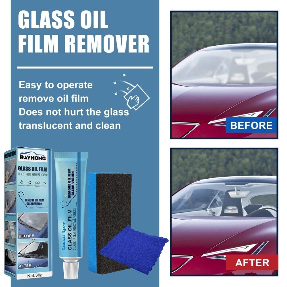 Premium Car Glass Oil Film Cleaner & Windshield Degreaser - Universal Auto Glass Polish & Remover for Streak-Free Shine (1 Piece) - Ideal for Cars, Trucks, SUVs & Motorcycles