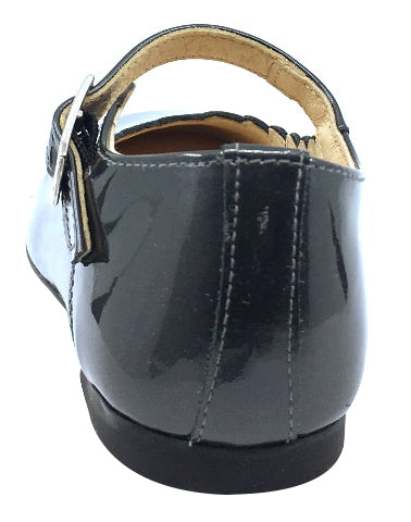 Andanines Girls Scalloped Mary Jane Shoes - Grey Patent Leather School Dress Shoes for Toddler & Little Girls - Perfect for Weddings, Parties & Formal Occasions