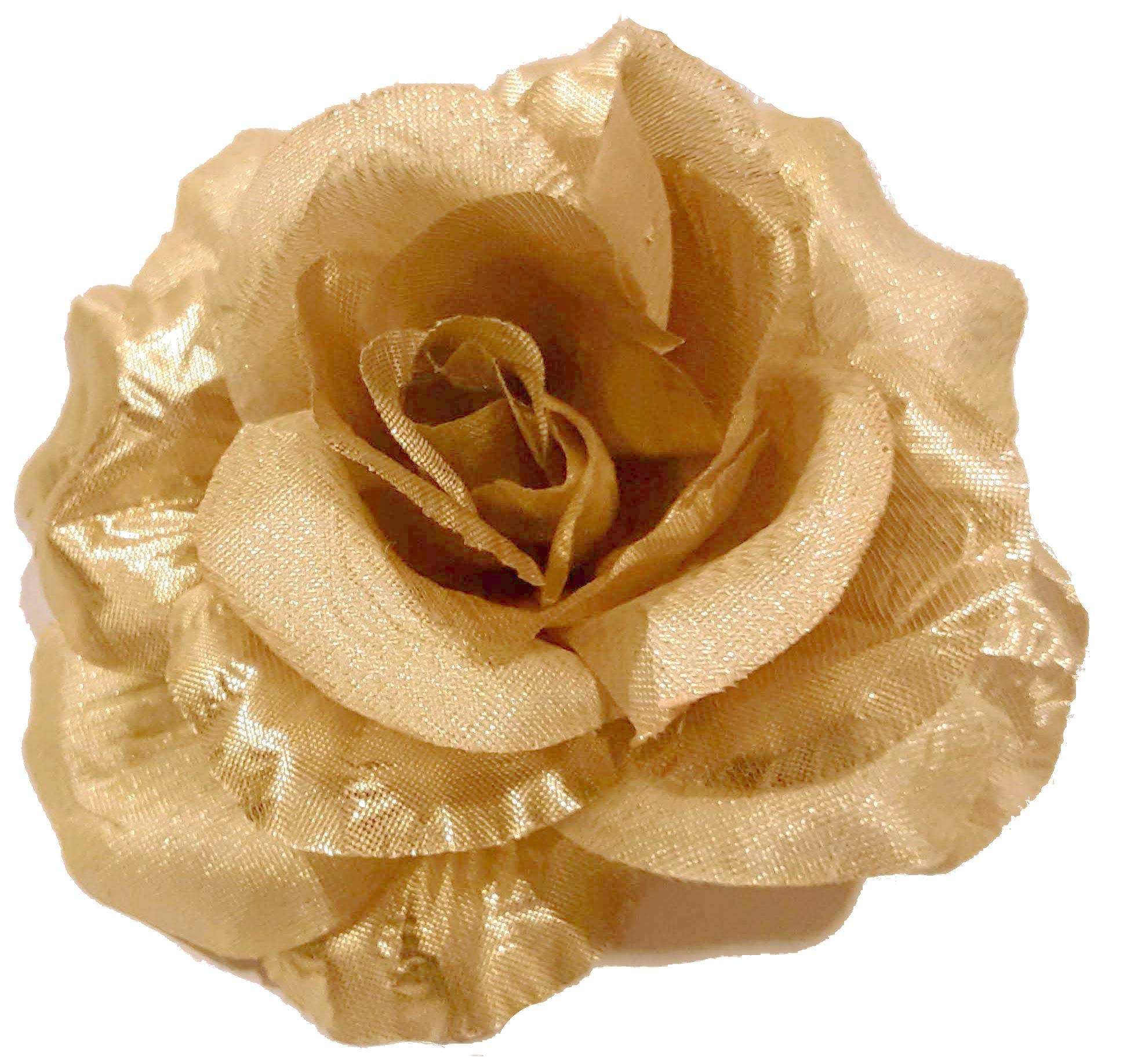 Elegant Large Gold Rose Flower Hair Clip for Women - Perfect for Weddings, Parties & Special Occasions