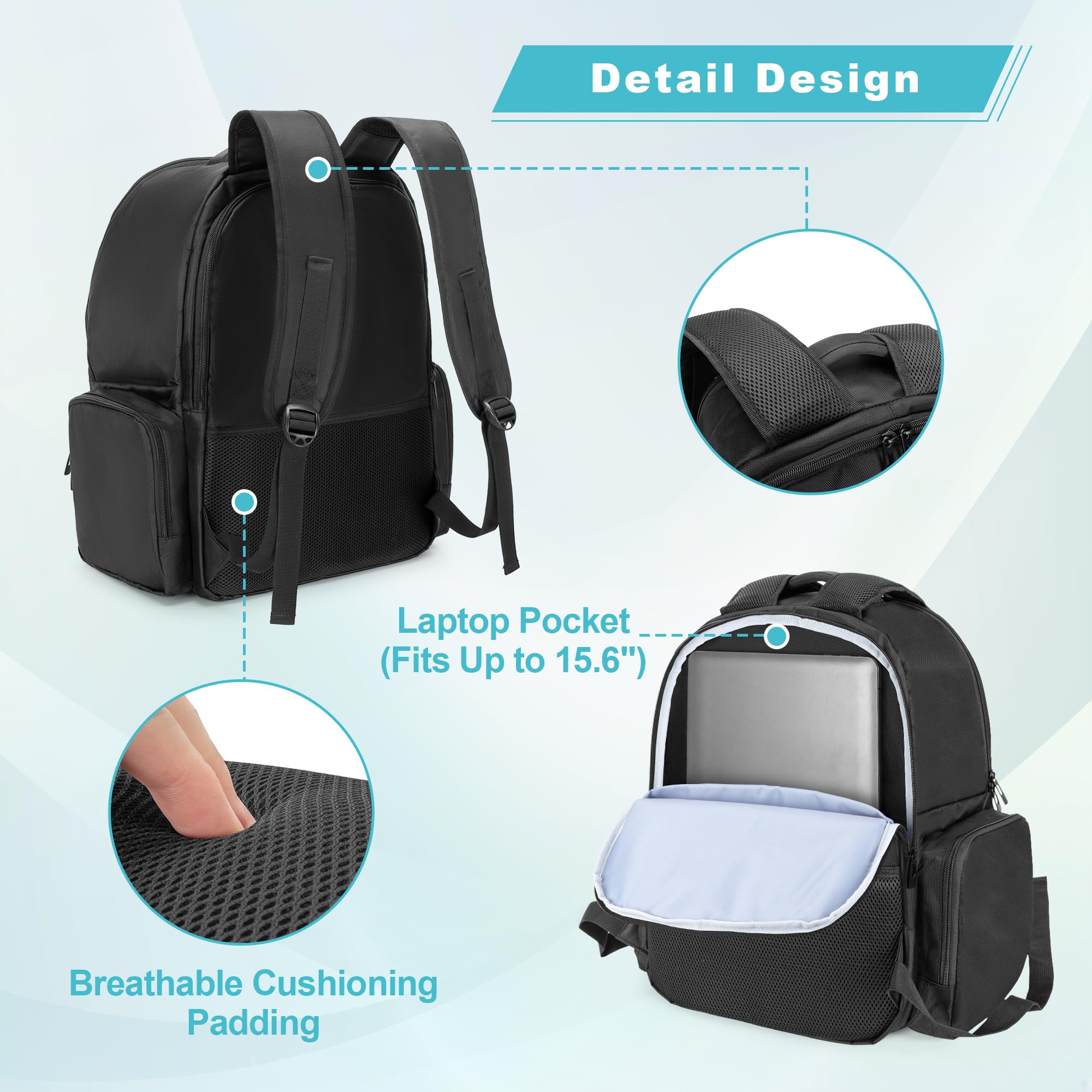 CURMIO Universal Projector Carrying Case - Compatible with Epson, BenQ & Major Projector Brands - Portable Travel Backpack with Laptop Compartment & Multiple Pockets - Durable Black Design - Perfect for Business Travel, Home Theater & Classroom Presentations