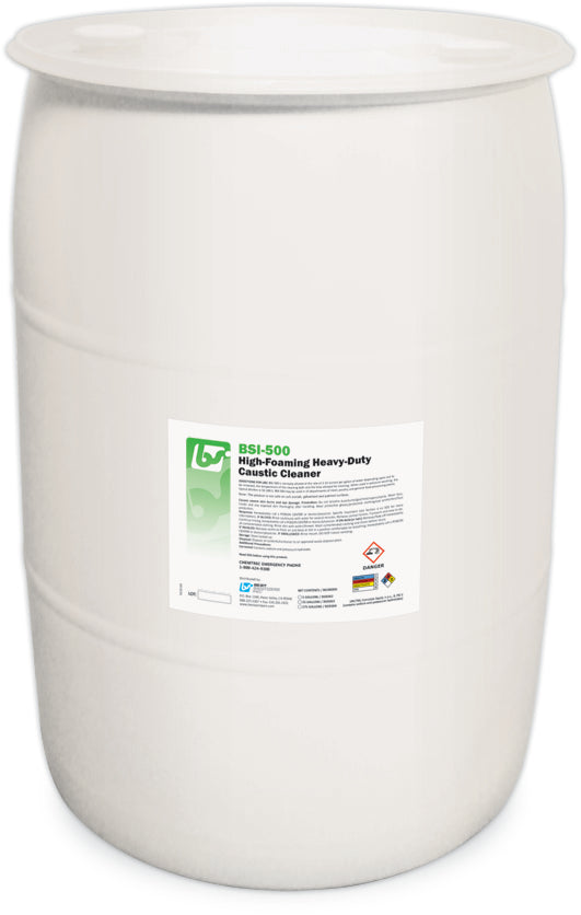BSI 500 High Foaming Heavy Duty Caustic Cleaner - Industrial Strength Degreaser for Commercial Kitchens, Auto Shops & Food Processing Plants - 55 Gallon Drum (1/ea)