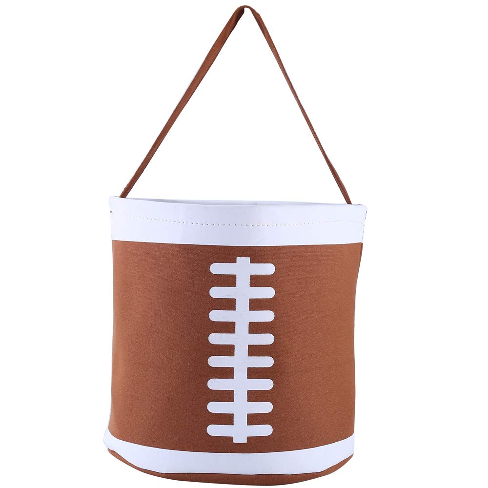 Halloween Easter Basket & Football Trick or Treat Bag - Reusable Candy Bucket Tote for Kids, Party Favors, Holiday Decorations - Perfect for Halloween Trick-or-Treating, Easter Egg Hunts & Sports Themed Parties