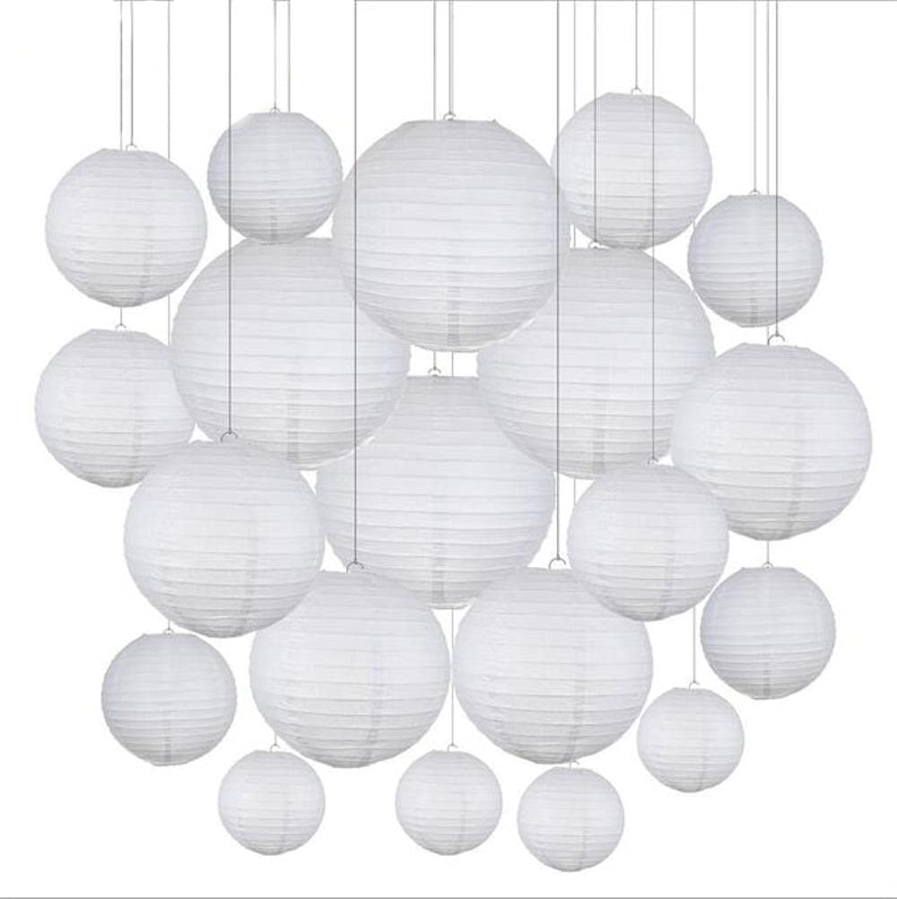 30-Pack Mixed Size Chinese Paper Lanterns - Colorful Hanging Wedding Party Decorations, Lampshades for Indoor/Outdoor Use - Perfect for Weddings, Christmas, Garden Parties & Home Decor