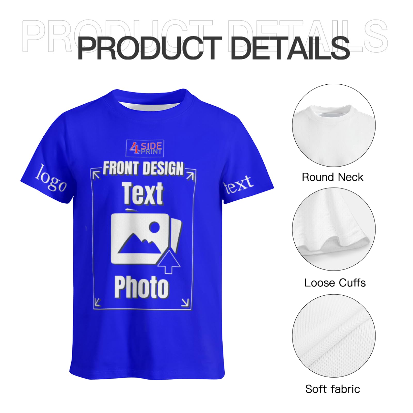 Custom Printed T-Shirts Bulk Order for Men & Women - Personalized Logo, Text & Picture Print on Front/Back - Unisex Mesh Tees for Team Uniforms, Events & Promotions