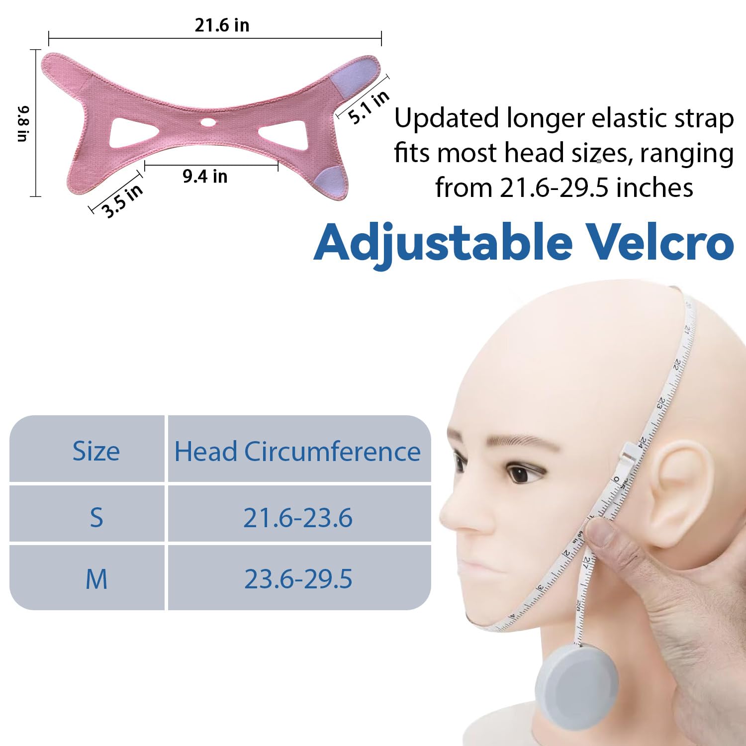 Anti-Snoring Chin Strap for Sleeping & CPAP Users - Adjustable, Breathable Jaw Strap for Sleep Apnea - Snore Stopper for Men & Women (Pink, Medium) - Perfect for Nighttime Comfort & Travel Use