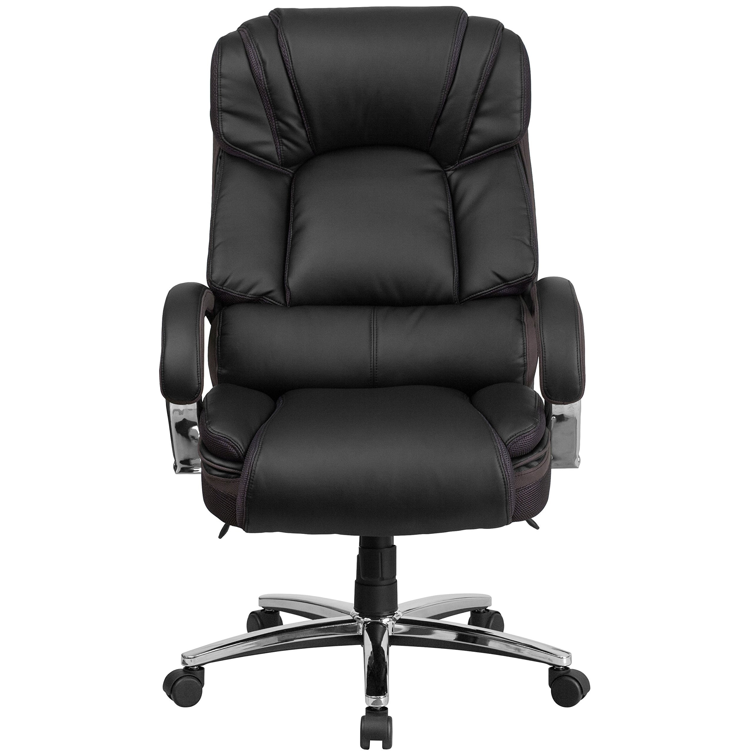 500 lb. Capacity Big & Tall Black LeatherSoft Executive Swivel Arm Ergonomic Office Chair - Heavy Duty Support for Home & Business Workspaces