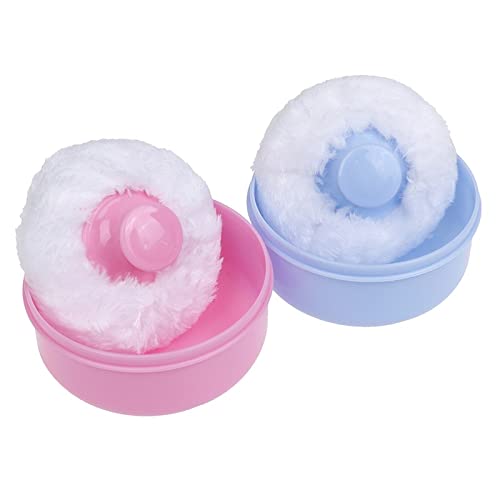 Premium Powder Puff for Makeup & Talcum Powder - Soft Cosmetic Sponge with Compact Case (1 Piece, Blue) - Ideal for Face Powder Application & Touch-Ups On-The-Go