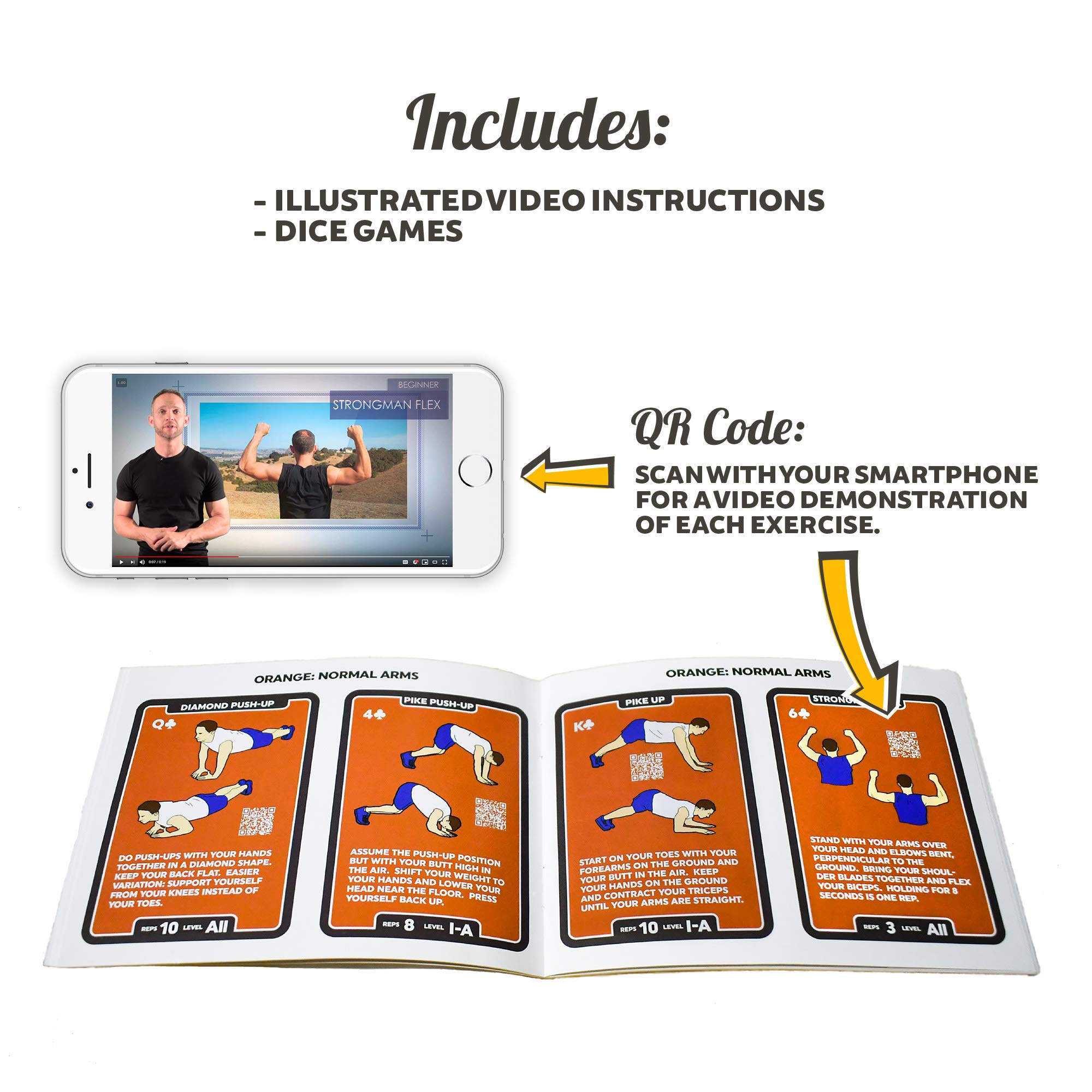Quick Sweat Fitness Dice - Bodyweight Exercise Workout Game for Home & Gym | Military-Designed Fat Burning & Muscle Building Workout | No Equipment Needed with Video Guide | Perfect for HIIT, Yoga & Family Fitness Activities