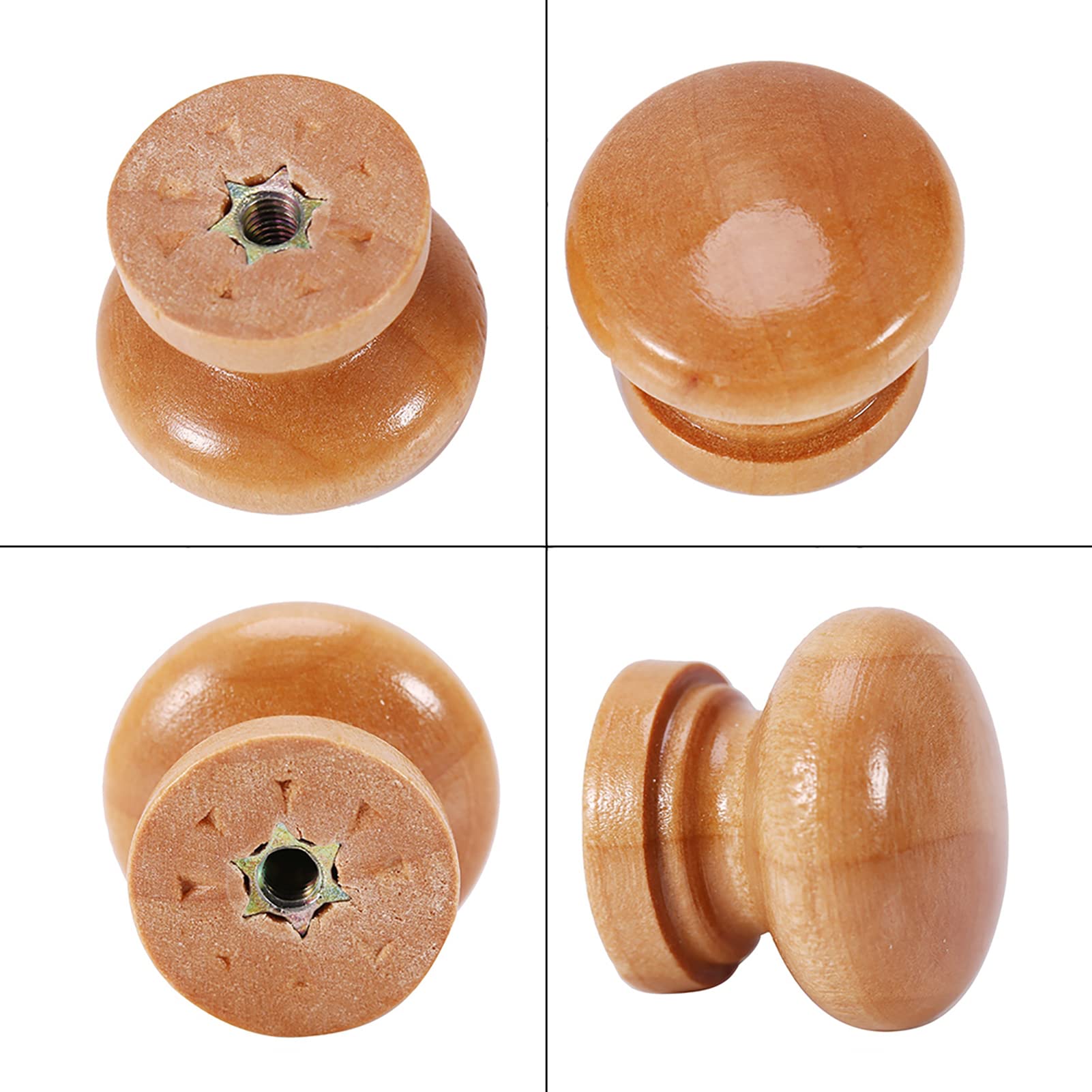 Jerliflyer 10Pcs Wooden Drawer Knobs - S/M/L Sizes (33MM Large) - Natural Wood Cabinet Handles for Kitchen, Furniture & Drawers - Perfect for Home Renovation & DIY Projects