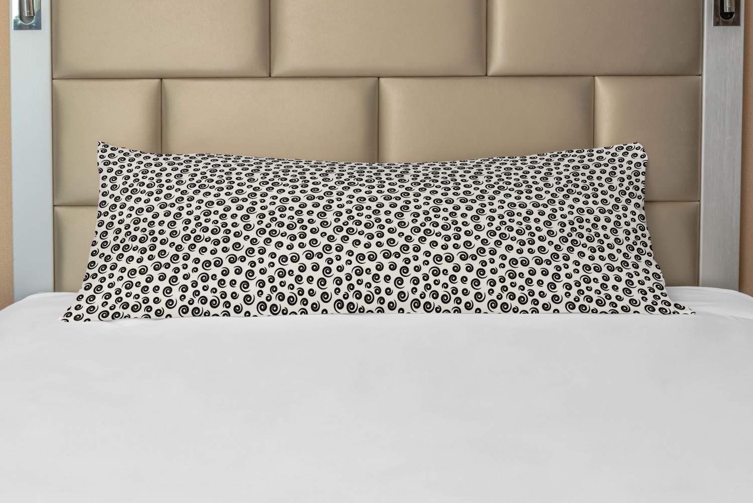 Ambesonne Black and White Spiral Design Body Pillow Cover with Zipper - 21