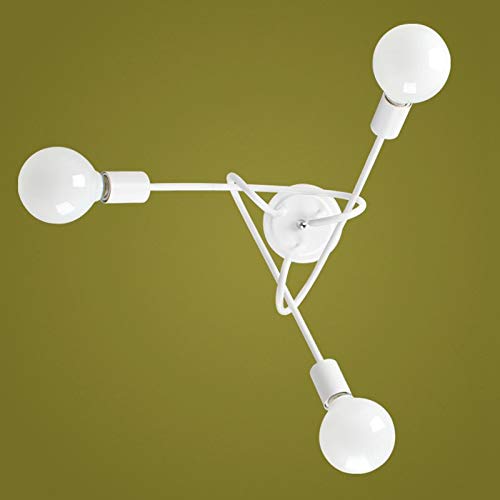 Modern Minimalist 3-Head Ceiling Light Fixture - White Metal Chandelier for Bedroom, Study Room, Kids & Teens Room - Perfect for Girls & Boys Dorm Decor, Cozy Reading Nook Lighting