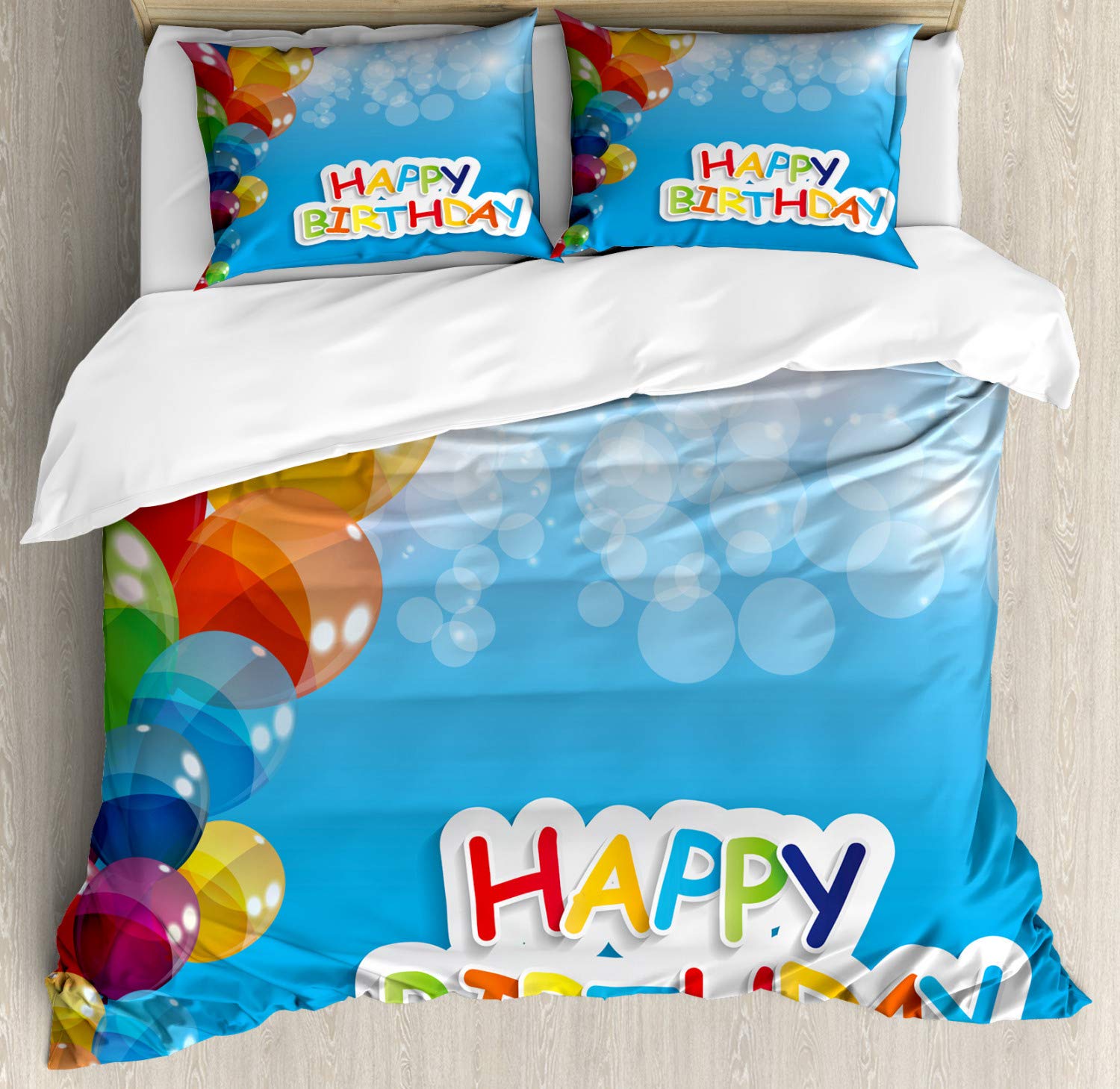 Ambesonne Vibrant Balloons in The Sky Duvet Cover Set - Abstract Air Celebration Theme 3-Piece Bedding with 2 Pillow Shams, California King, Multicolor - Perfect for Birthday Parties, Kids' Rooms & Festive Home Decor