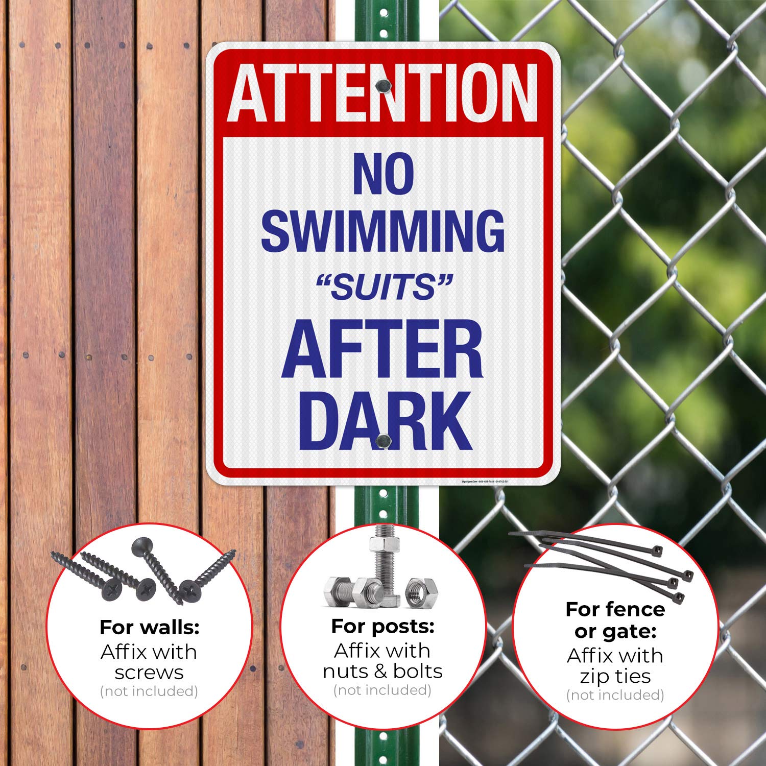 No Swimming After Dark Sign - 24x30 Inches Reflective Aluminum Pool Safety Sign, Fade Resistant & Weatherproof, Made in USA - Perfect for Backyard Pools, Community Pools & Water Parks