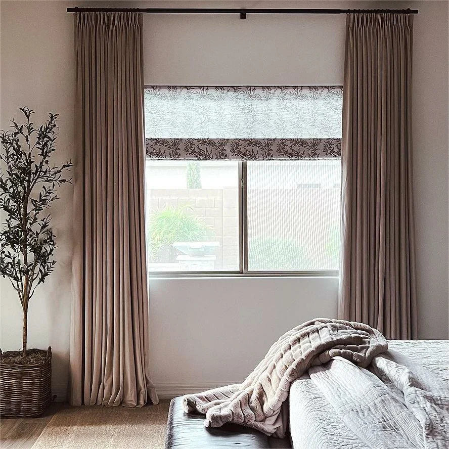 Elegant Sara Le Printed Roman Shade - Cordless Window Treatment for Plus Size Windows | Perfect for Living Room, Bedroom & Home Office Decor