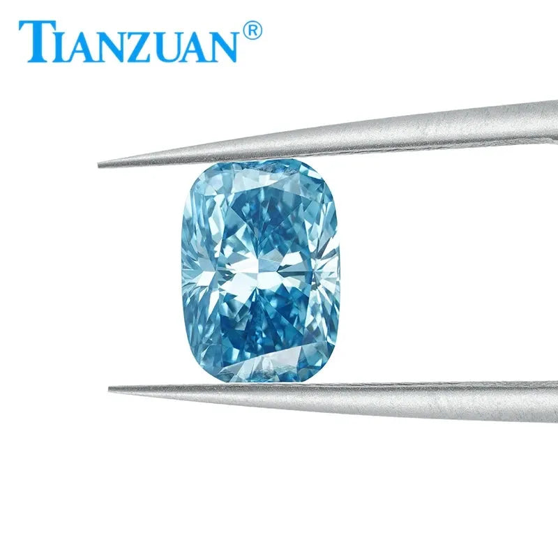 1ct VS1 Lab Grown CVD Diamond - Antique Cushion Cut Fancy Vivid Blue Loose Gemstone (2EX Cut, GEMID Certified) | Perfect for Engagement Rings, Custom Jewelry & Collector's Pieces