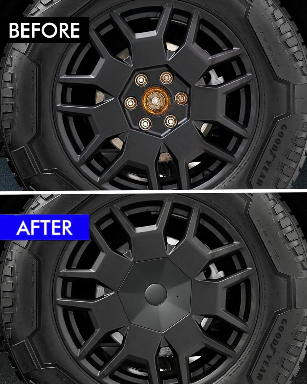 2024 2023 Tesla Cybertruck Wheel Center Caps - 4PC Custom Cyber Truck Accessories | Full Coverage, Rust & Dust Resistant Hub Caps | Easy Installation for Enhanced Style & Protection | Perfect for Off-Roading & Urban Driving