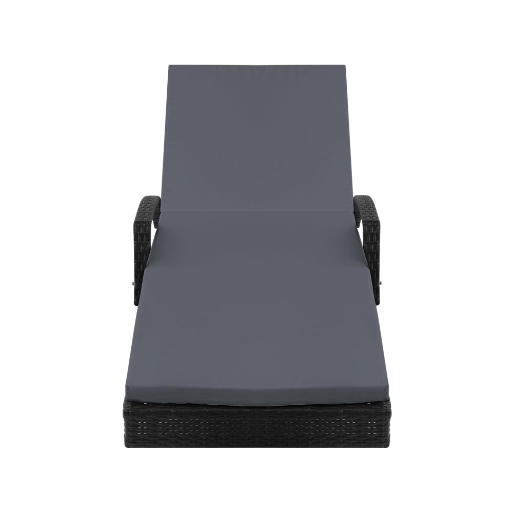 Premium Bianca Outdoor Sun Lounger Chair with Comfortable Cushion - Waterproof & UV Resistant - Perfect for Poolside, Patio, Beach, and Backyard Relaxation - Black