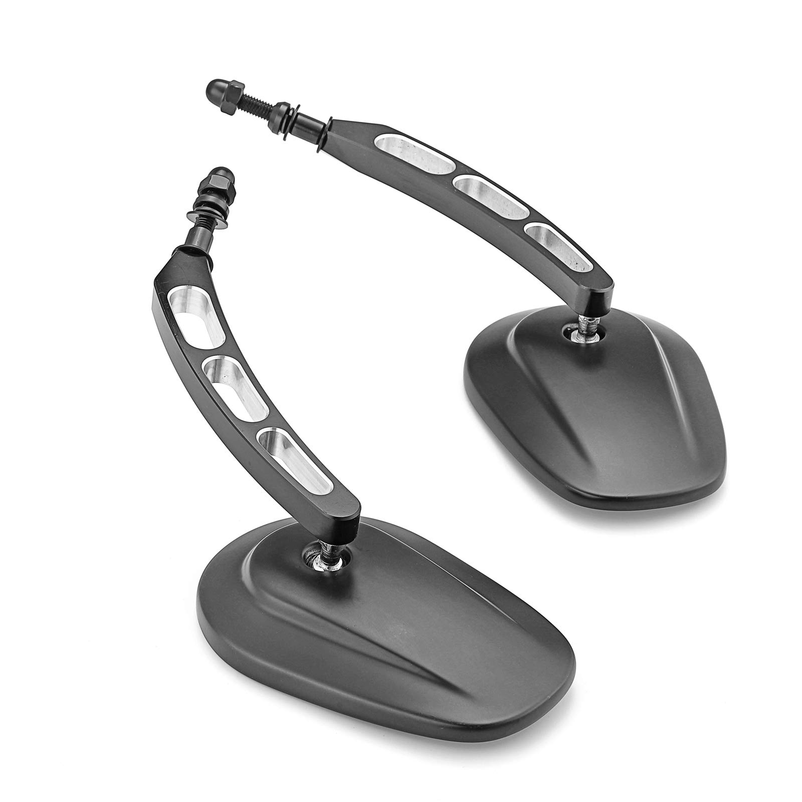 8MM Rear View Side Mirrors for Motorcycle - Hollow Handlebar Mount Mirrors Gloss Black - Compatible with Harley Sportster, Dyna, Softail, Touring, Electra, Street Glide, Road Glide, Road King - Perfect for Enhanced Safety and Style on Cruiser Bikes