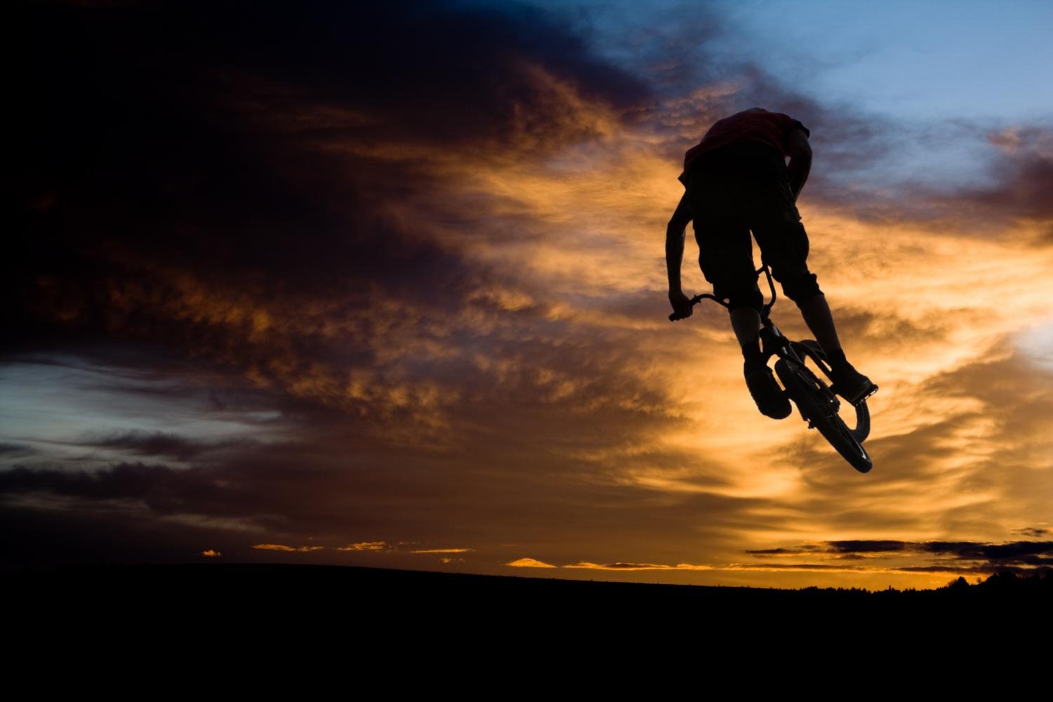 Wallmonkeys BMX Jump to Sky Peel and Stick Wall Mural - 72x48 Inches - Removable Graphic Decal WM111538 - Perfect for Kids' Rooms, Game Rooms & Extreme Sports Decor