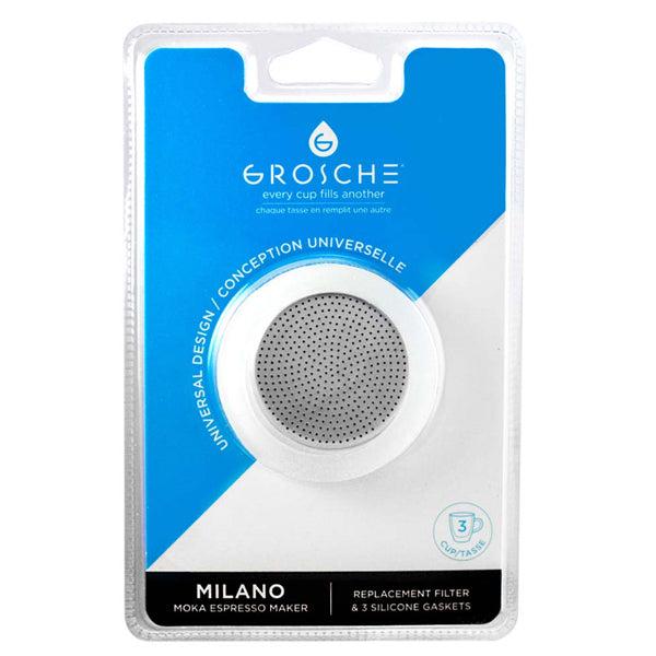 GROSCHE Stovetop Espresso Maker Replacement Silicone Seals and Filters - Compatible with Moka Pots - Perfect for Home Baristas & Coffee Lovers - Durable & Heat-Resistant Accessories for Espresso Brewing