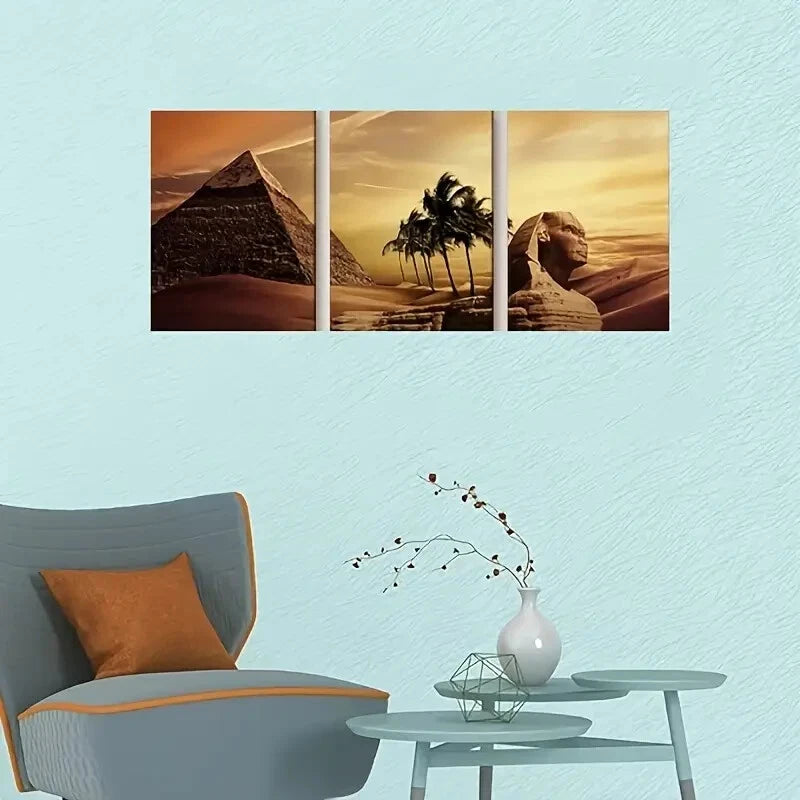 3-Piece Ancient Egypt Secrets Metal Wall Art Prints - Ready to Hang Home Decor for Living Room, Bedroom & Office
