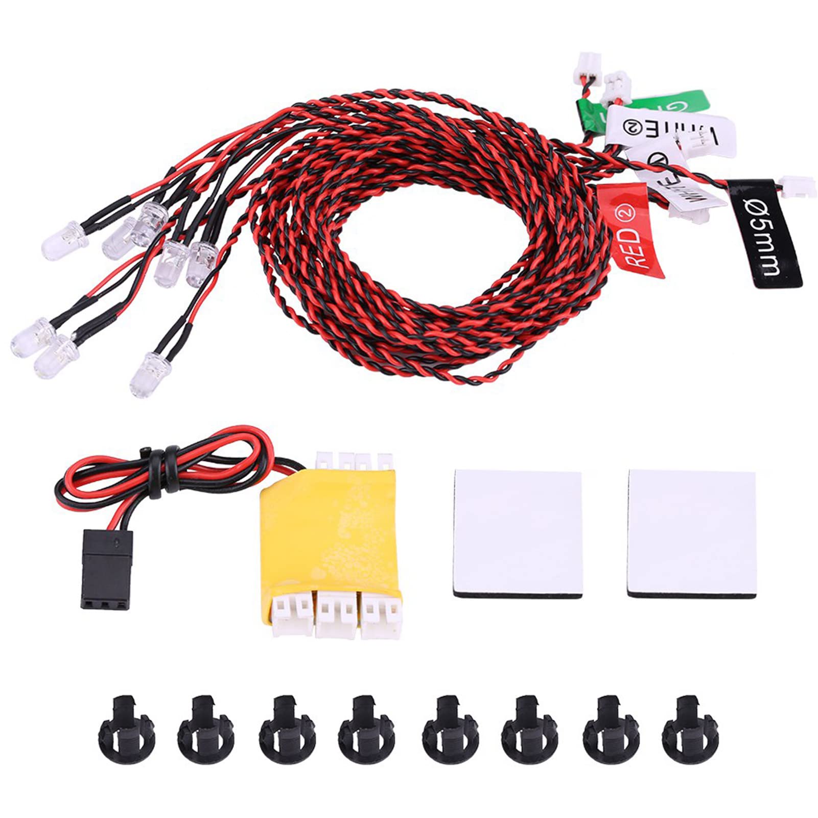 RC Plane LED Navigation Light Kit - 8 LED Flashing Light System for RC Airplanes & Helicopters | Realistic Simulation Lights for RC Aircraft Models | Perfect for Night Flying & Scale Model Displays