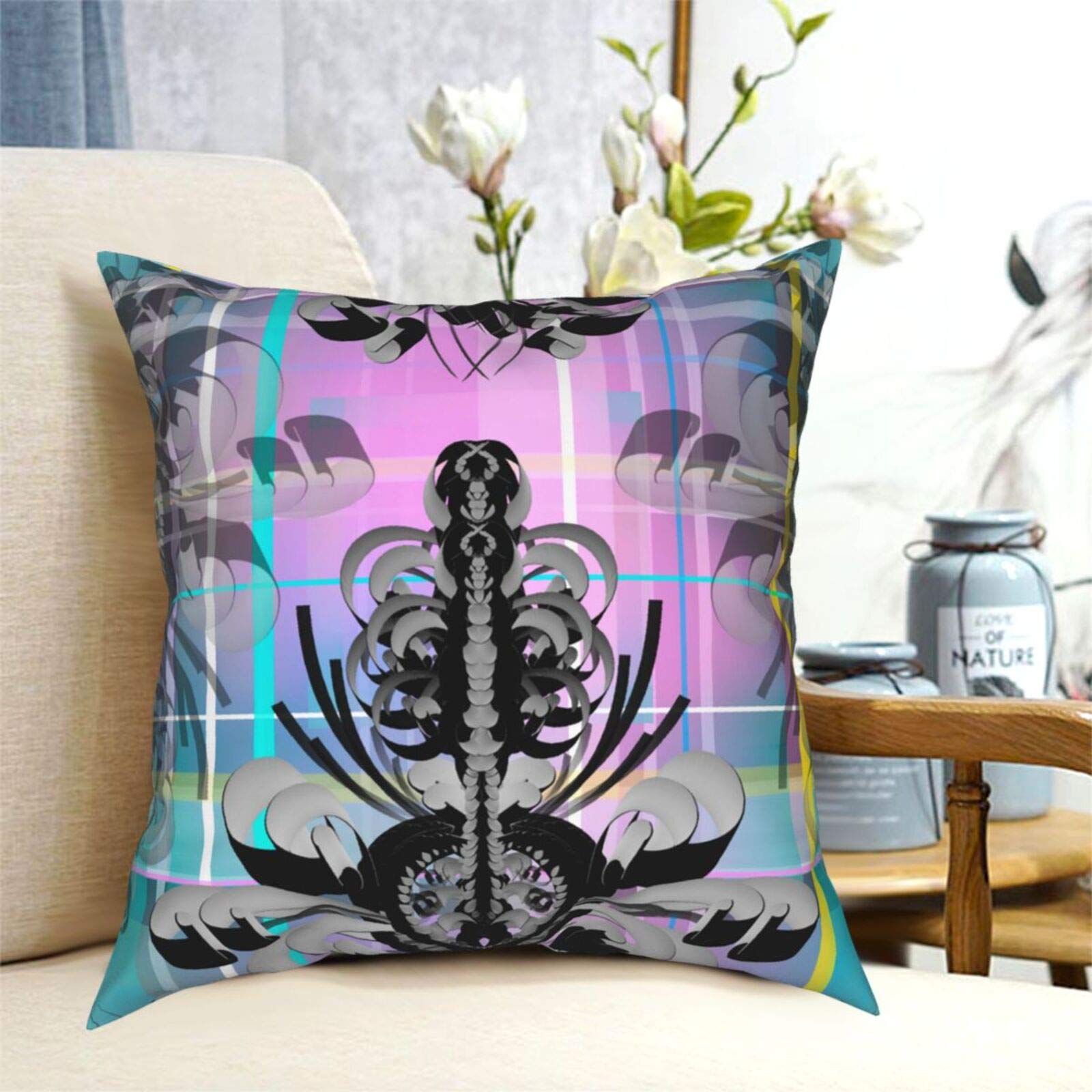 Baroque Style Plaid Pattern Pillow Covers 18x18 Inch - Modern Decorative Throw Pillow Cases for Sofa, Couch, Bed & Car - Indoor & Outdoor Home Decor Accent Pillows