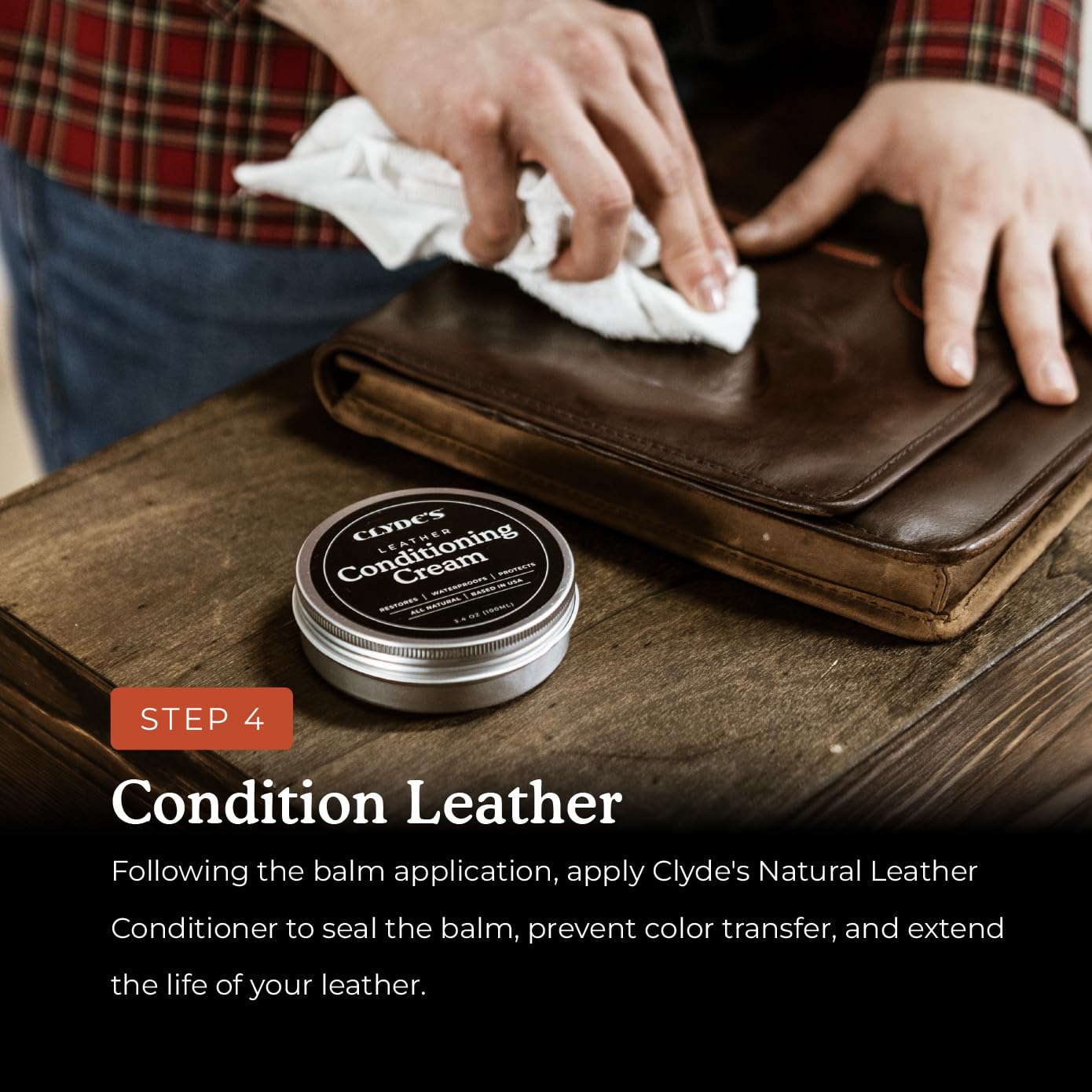 Clyde's™ 4-Step Leather Recoloring Kit with Brush & Lint-Free Towels | Clean, Restore & Protect Leather Goods | Perfect for Couches, Car Seats & Handbags | DIY Leather Repair & Maintenance